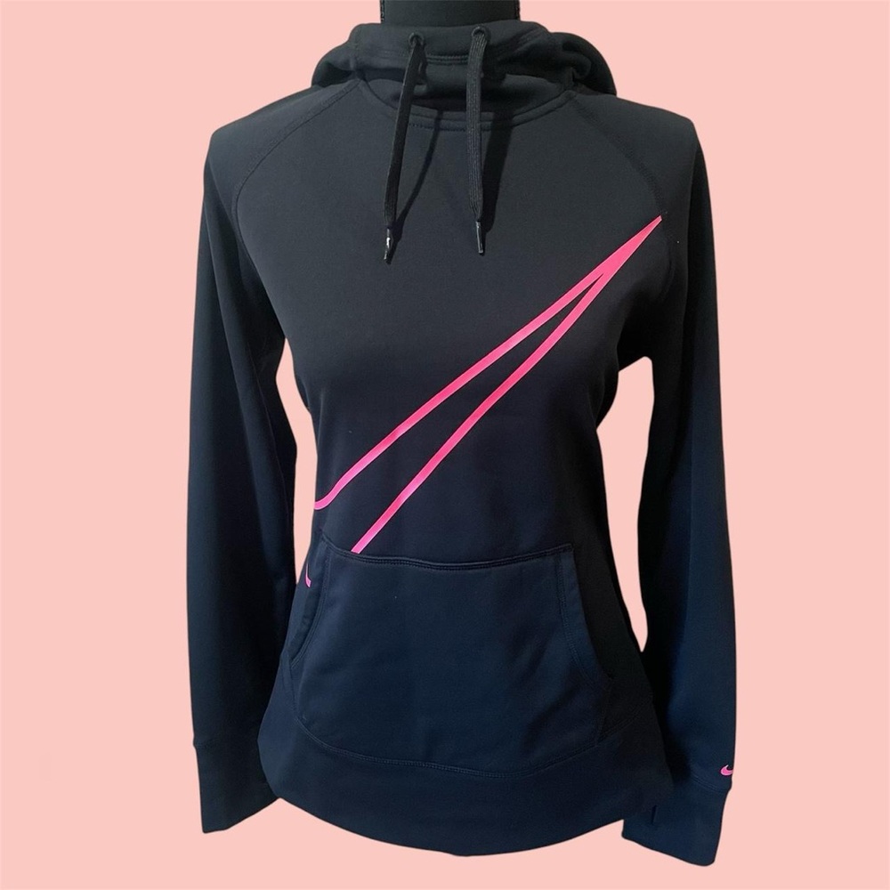 Black Nike Dri-Fit hoodie with hot pink details